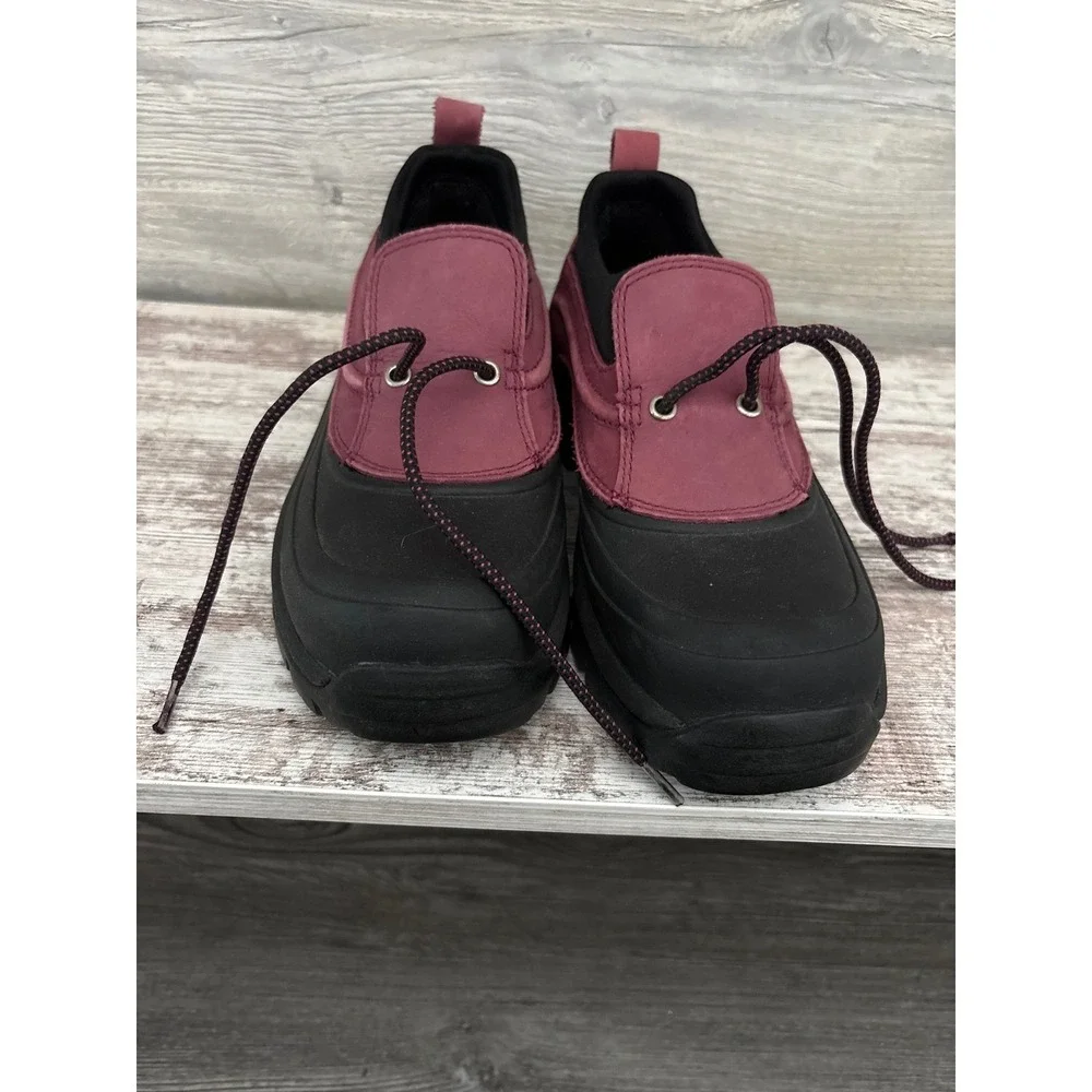 Lands end Womens Burgundy Black Suede Rubber Duck Boots Waterproof Low Top Shoes